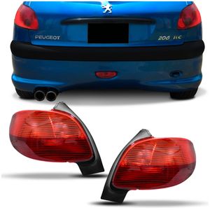 Lanterna Traseira Peugeot 206 2004 2005 2006 2007 2008 2009 2010 Vermelho Canto