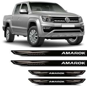 Jogo de Soleira Resinada Amarok 2010 a 2022 Preto com Grafia 4 Peças