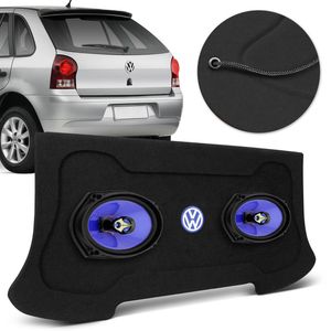 Kit Tampão Porta Malas Gol G4 Carpete Grafite Bagagito + Alto Falante Triaxial Shutt 6x9" 140W RMS