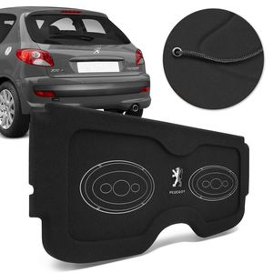 Tampão Porta Malas Peugeot 206 207 98 a 15 Carpete Furos Alto Falante 6x9 Bagagito + Cordinha