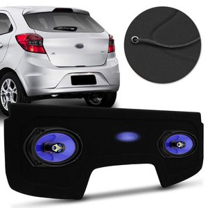 Kit Tampão Porta Malas Ford Ka 2014 a 2018 Carpete Preto Bagagito + Alto Falante Shutt 6x9" 140W RMS