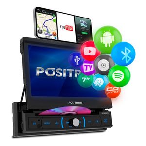 Central Multimidia Retrátil Pósitron SP6730DTV 7” 1 Din Espelhamento Android Bluetooth DVD MP3 USB