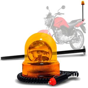 Kit Giroflex Luz Emergência Sinalizador 12v Com Haste Para Moto