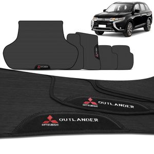 Kit Jogo de Tapetes Borracha Outlander 2007 a 2022 4 Peças + Tapete Porta Malas