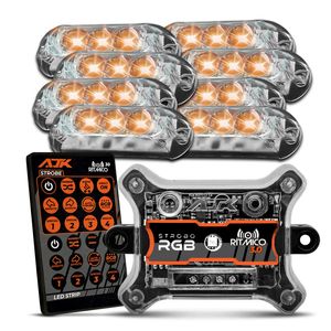 Kit 8 Strobos 6W Rgb Led Rítmico Com Central e Controle Ajk