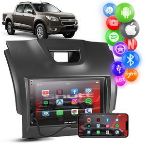 Central Multimídia S10 Blazer 2012 a 2016 2 Din 7" Espelha Android IOS New Miami + Moldura