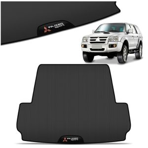 Tapete Porta Malas PVC Pajero Sport 2001 a 2011 Preto Logo Bordado Concept 3D