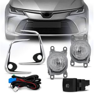 Kit Farol de Milha LED Corolla 2020 Auxiliar Neblina + Moldura Cromada