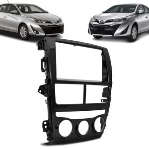 Moldura Painel 2 Din 7" Yaris Hatch Sedan 2018 a 2021 Black Piano Padrão Japonês Chinês