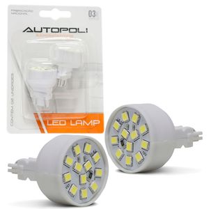 Par Lâmpada LED T20 2 Polos 12 LEDs 3,5W 12V Luz Branca Aplicação Lanterna Ré Seta Freio Autopoli