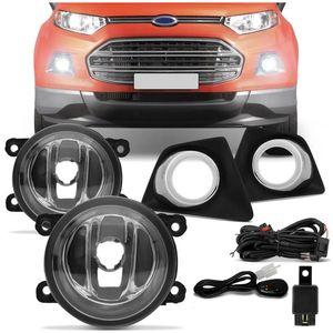 Kit Farol Milha EcoSport 2013 2014 2015 2016 2017 Moldura Aro Cromado