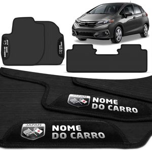 Jogo de Tapetes PVC Compatível New Fit 2015 a 2021 Preto Com logo Bordado Concept 3D 3 Peças