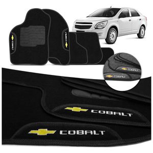 Jogo de Tapetes Carpete Cobalt 2011 a 2016 Preto Grafite Com Logo Bordado Concept 3D 5 Peças