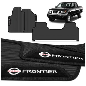 Jogo de Tapetes PVC Nissan Frontier 2014 a 2020 Preto Logo Bordada Concept 3D 3 Peças