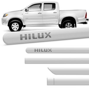 Jogo De Friso Lateral Hilux 2005 A 2018 Branco Polar Cor Original Grafia Dupla Face