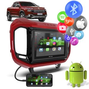 Central Multimidia Fiat Toro 16 a 20 2 Din 9 Polegadas Full Touch Bt Espelhamento USB FM Wifi Vinho