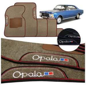 Jogo de Tapete em Carpete Premium Opala 1972 a 1992 Bege Grafite Com Logo Personalizado 5 Peças