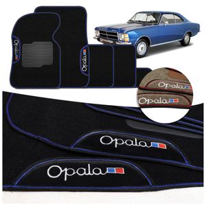 Jogo de Tapete em Carpete Premium Opala 1972 a 1992 Bege Grafite Com Logo Personalizado 5 Peças