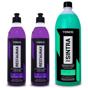 Kit Limpeza e Proteção de Plástico Vonixx Sintra 1,5 Litros + 2 Restaurax 500 ml