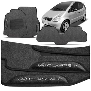 Jogo de Tapete Carpete Mercedes Classe A 1999 a 2005 com Logo Bordadas Concept 3D 3 Peças