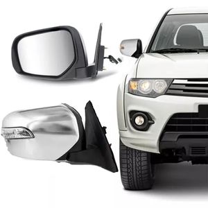 Retrovisor Elétrico L200 Triton 2014 2015 2016 2017 2018 Cromado Retrátil com Pisca