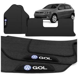 Jogo de Tapete PVC Gol G5 G6 G7 G8 2009 a 2023 Preto Com Logo Bordado Concept 3D 3 Peças