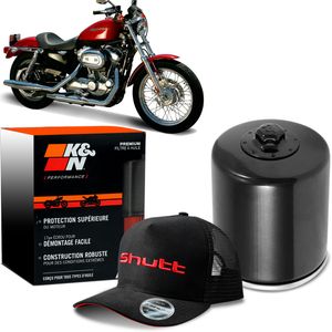 Filtro de Óleo K&N Harley Davidson XL Sportster 883 1200 + Boné Shutt