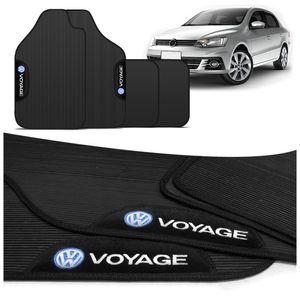 Jogo de Tapete PVC Voyage G7 G8 2016 a 2023 Preto Com Logo Bordado Concept 3D 4 Peças