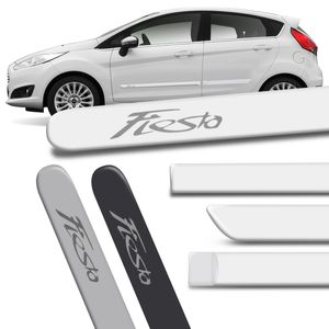 Jogo de Friso Lateral New Fiesta Hatch Sedan 2011 a 2018 Cor Original Redondo