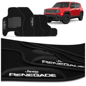 Jogo de Tapete Carpete Jeep Renegade 2015 a 2025 Com Logo Bordado Concept 3D 5 Peças