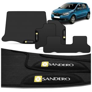 Kit Jogo de Tapete PVC Sandero 2015 a 2025 3 Peças + Tapete Porta Malas