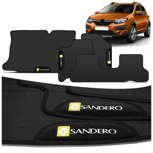 Kit Jogo de Tapete PVC Sandero Stepway 2012 a 2025 3 Peças + Tapete Porta Malas