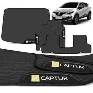 Kit Jogo de Tapete PVC Captur 2017 a 2025 3 Peças + Tapete Porta Malas