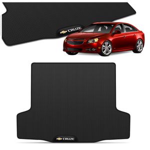 Tapete Porta Malas PVC Cruze Hatch Sport6 Sedan 2011 a 2016 Preto Com Logo Bordado Concept 3D