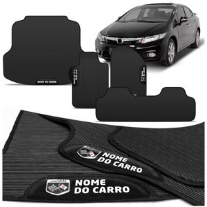 Kit Jogo de Tapete Compatível Civic 2007 a 2011 3 Peças + Tapete Porta Malas