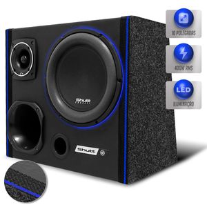 Caixa Trio Som Automotivo Subwoofer Concept 400W RMS 10 Polegadas Shutt LED Neon