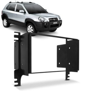 Moldura Painel 2 Din 7" Tucson 2005 a 2013 Preto Padrão Japonês