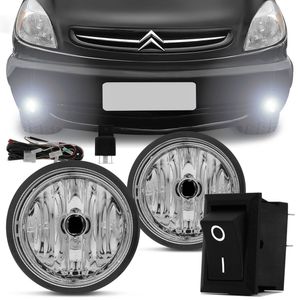 Kit Farol Milha Xsara Picasso C3 2001 2002 2003 2004 2005 2006 2007 2008 2009 Botão Universal