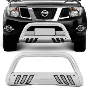 Parachoque Impulsão Quebra Mato Nissan Frontier 2007 a 2020 Cromado com Grade Bepo