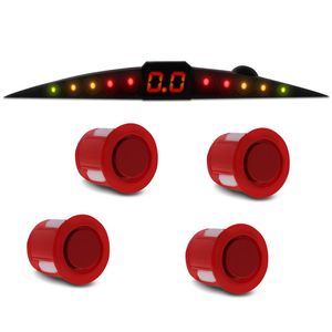 Sensor Estacionamento 4 Pontos Vermelho Universal Display Led Colorido Meia Lua Slim