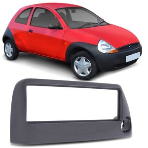 Moldura Painel 1 Din Ford Ka 1998 a 2002 Cinza com Furo