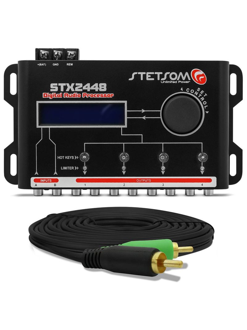 Processador-de-Audio-Digital-Stetsom-STX2448---Cabo-RCA-Tech-One-Duplo-5-Metros-connect-parts--1-