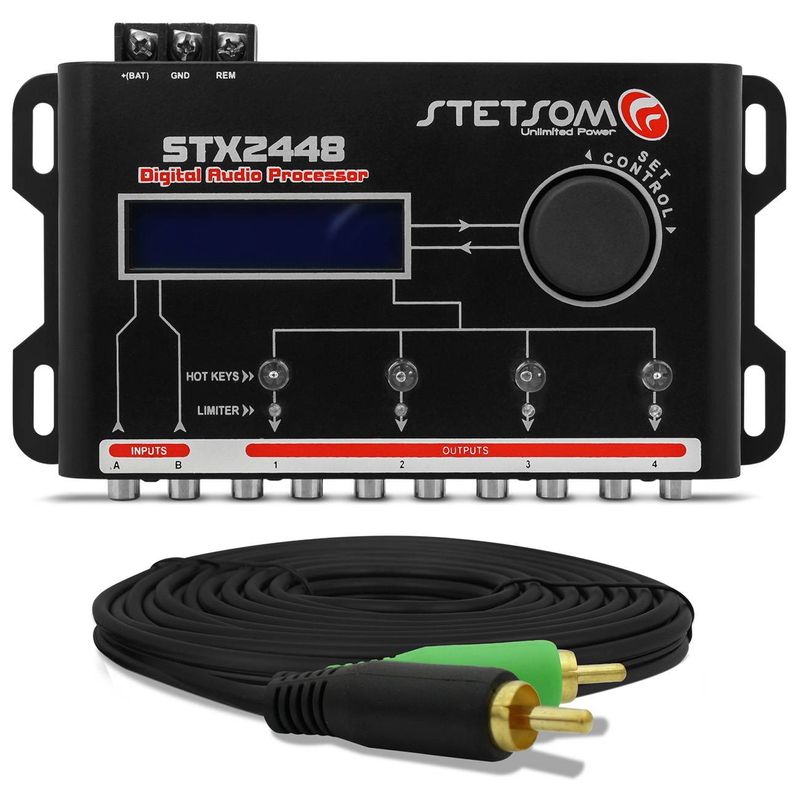 Processador-de-Audio-Digital-Stetsom-STX2448---Cabo-RCA-Tech-One-Duplo-5-Metros-connect-parts--1-