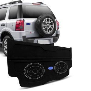 Tampão Porta Malas Articulado Ecosport 2003 a 2012 Carpete Preto Furos Alto Falante 6x9 Bagagito