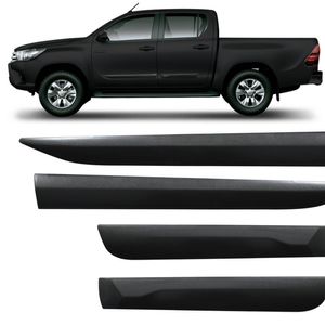 Jogo de Friso Lateral Toyota Hilux CD 2016 a 2020 Preto Tipo Borrachão