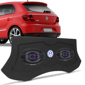 Kit Tampão Porta Malas Gol G5 G6 Carpete Grafite Bagagito + Alto Falante Pioneer 6x9" 200W RMS