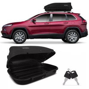 Bagageiro Maleiro de Teto Motobul Jeep Cherokee 2002 A 2015 600 Litros 50KG Preto