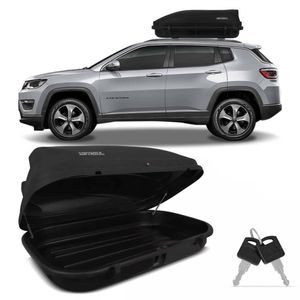 Bagageiro Maleiro de Teto Motobul Jeep Compass 2012 a 2018 510 Litros 50KG Preto