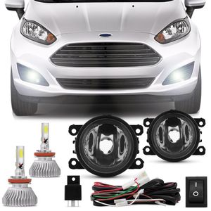 Kit Farol de Milha Fiesta 2010 a 2014 New Fiesta 2013 a 2016 + Kit Super LED 3D Headligh H11 6000k