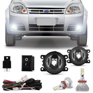 Kit Farol de Milha Ford Ka Hatch Sedan 2012 a 2017 + Kit Super LED 3D Headligh H11 6000k